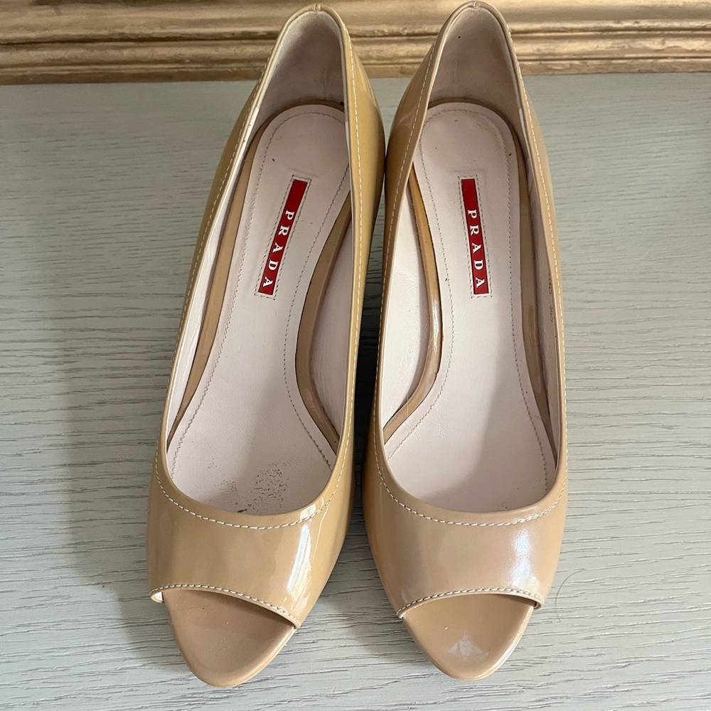 Prada Sport Nude Wedge Sz38.5